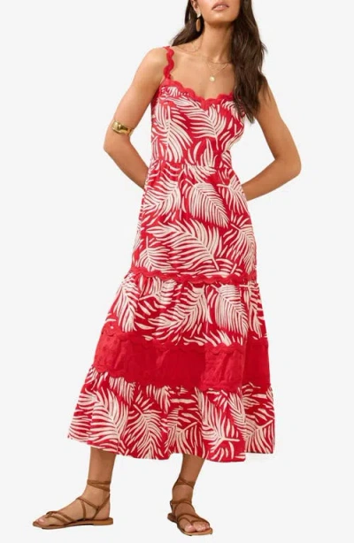 Lipsy Palm Print Tiered Maxi Sundress