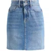Lipsy Raw Hem Denim Miniskirt In Blue