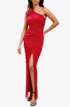 Lipsy Red Corsage One Shoulder Gown