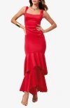 Lipsy Red Tiered Ruffle Cocktail Dress