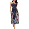 Lipsy Ruched Bandeau Maxi Dress In Blue