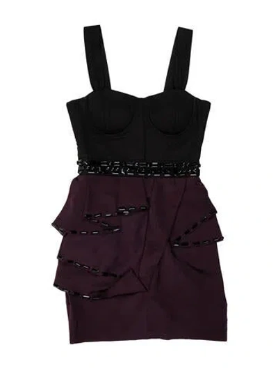Pre-owned Lipsy Square Neckline Mini Dress In Burgundy