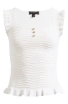 Lipsy Wave Stitch Ruffle Accent Knit Top