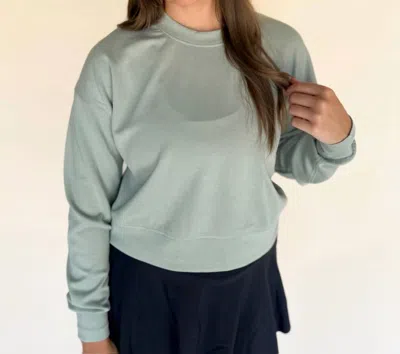 Liquid Energy Apparel Modal Oversized Cropped Crew Sweatshirt In Sage In Blue