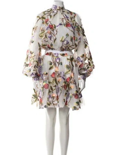 Pre-owned Lirika Matoshi Floral Print Embroidered Accent Skirt Set In Multicolor
