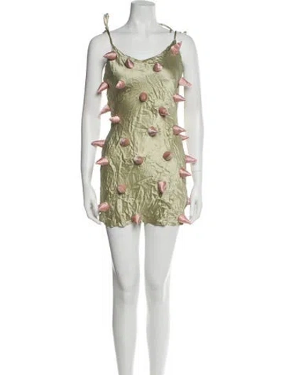 Pre-owned Lirika Matoshi Floral Print Mini Dress In Green