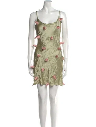 Pre-owned Lirika Matoshi Floral Print Mini Dress In Green