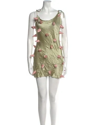 Pre-owned Lirika Matoshi Floral Print Mini Dress In Neutral