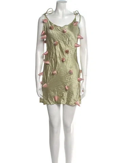 Pre-owned Lirika Matoshi Floral Print Mini Dress In Neutral