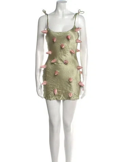 Pre-owned Lirika Matoshi Floral Print Mini Dress In Neutral