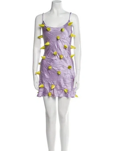 Pre-owned Lirika Matoshi Floral Print Mini Dress In Purple