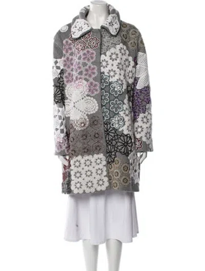 Pre-owned Lirika Matoshi Floral Print Trench Coat In Multi