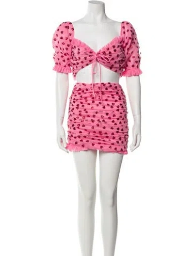 Pre-owned Lirika Matoshi Glitter Accents Skirt Set In Pink