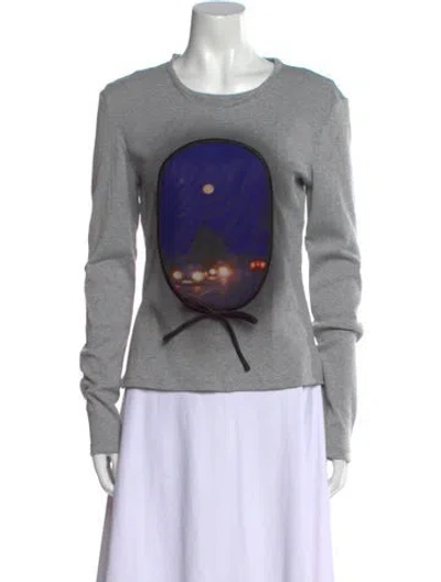 Pre-owned Lirika Matoshi Graphic Print Crew Neck Sweatshirt In Gray