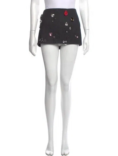 Pre-owned Lirika Matoshi Graphic Print Mini Skirt In Blue