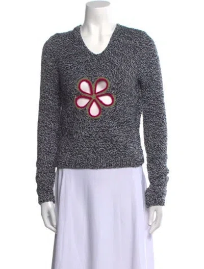 Pre-owned Lirika Matoshi Graphic Print V-neck Sweater In Multi