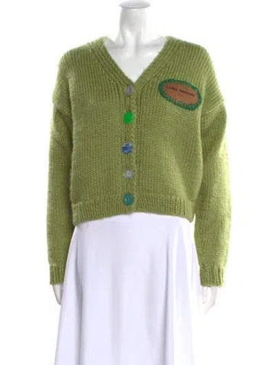 Pre-owned Lirika Matoshi Graphic Print V-neck Sweater W/ Tags In Green