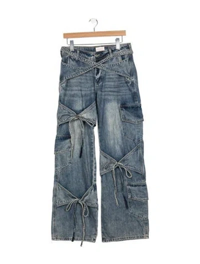 Pre-owned Lirika Matoshi High-rise Wide Leg Jeans In Blue