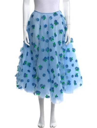Pre-owned Lirika Matoshi Mesh Midi Length Skirt In Blue