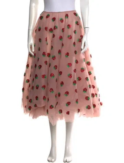 Pre-owned Lirika Matoshi Mesh Midi Length Skirt In Pink