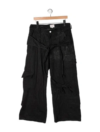 Pre-owned Lirika Matoshi Mid-rise Wide Leg Jeans In Black