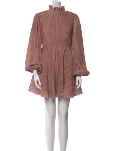 Pre-owned Lirika Matoshi Mock Neck Mini Dress In Pink