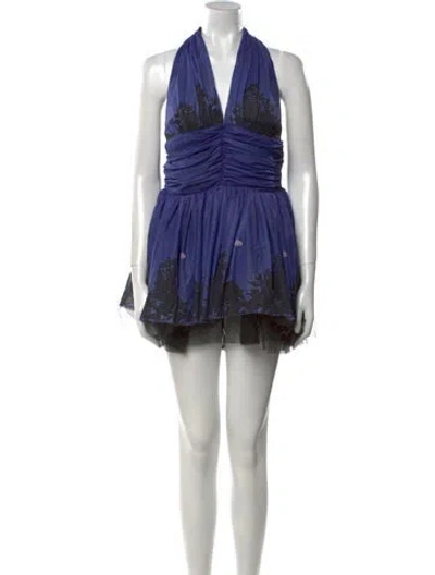 Pre-owned Lirika Matoshi Nate Mini Dress In Blue