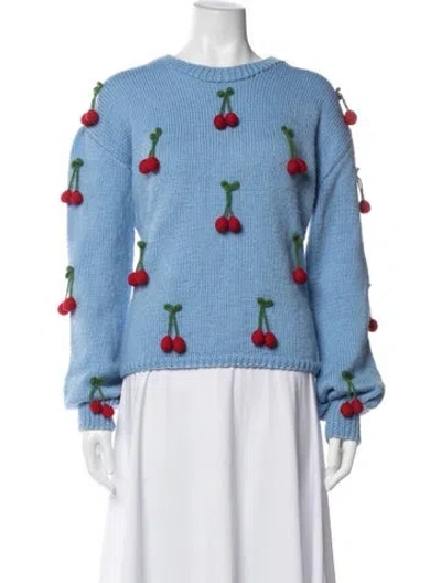 Pre-owned Lirika Matoshi Patterned Crew Neck Sweater In Blue