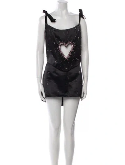 Pre-owned Lirika Matoshi Patterned Crystal Embellishments Skirt Set In Black