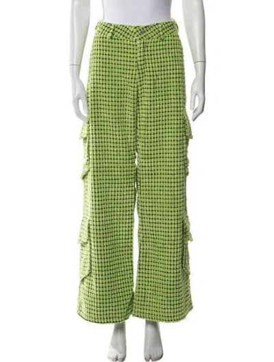 Pre-owned Lirika Matoshi Patterned Wide Leg Pants In Green