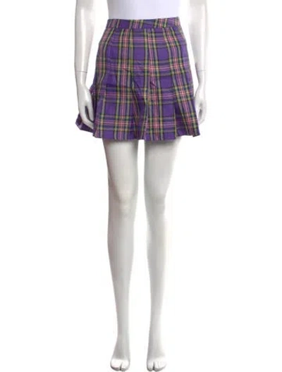 Pre-owned Lirika Matoshi Plaid Print Mini Skirt In Multi