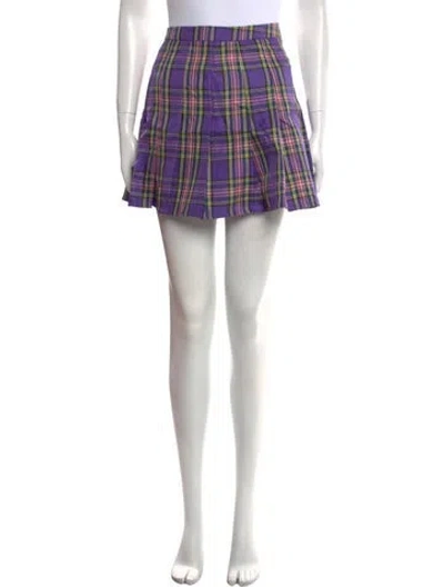 Pre-owned Lirika Matoshi Plaid Print Mini Skirt In Multi