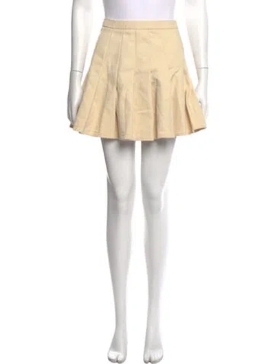 Pre-owned Lirika Matoshi Pleated Accents Mini Skirt In Yellow