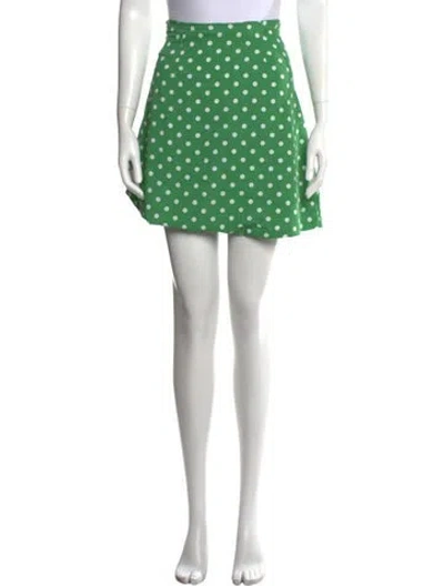 Pre-owned Lirika Matoshi Polka Dot Print Mini Skirt In Green