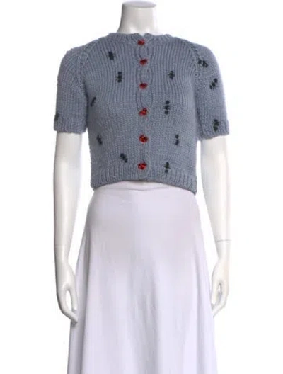 Pre-owned Lirika Matoshi Printed Crew Neck Sweater In Blue