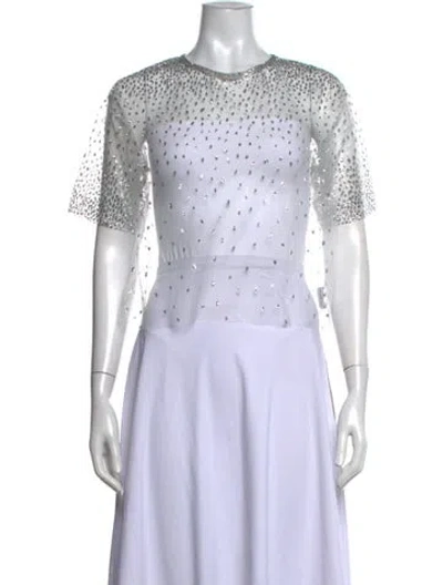 Pre-owned Lirika Matoshi Printed Crew Neck Top In Neutrals