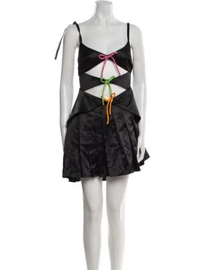 Pre-owned Lirika Matoshi Printed Mini Dress In Black