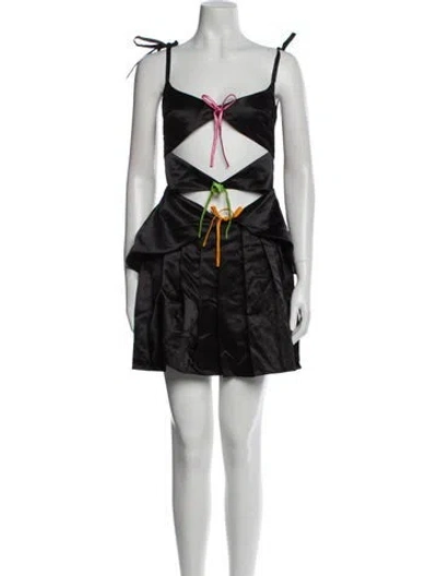 Pre-owned Lirika Matoshi Printed Mini Dress In Black