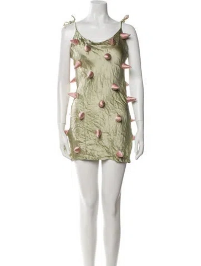 Pre-owned Lirika Matoshi Printed Mini Dress In Neutral