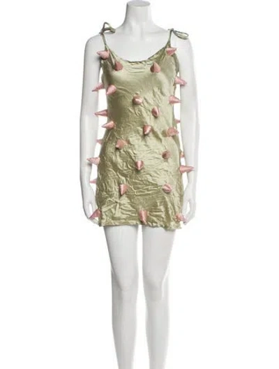 Pre-owned Lirika Matoshi Printed Mini Dress In Neutral