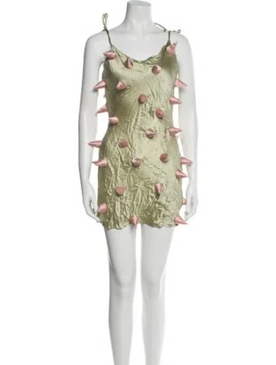 Pre-owned Lirika Matoshi Printed Mini Dress In Neutral
