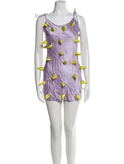 Pre-owned Lirika Matoshi Printed Mini Dress In Purple