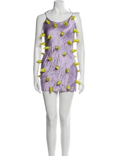 Pre-owned Lirika Matoshi Printed Mini Dress In Purple