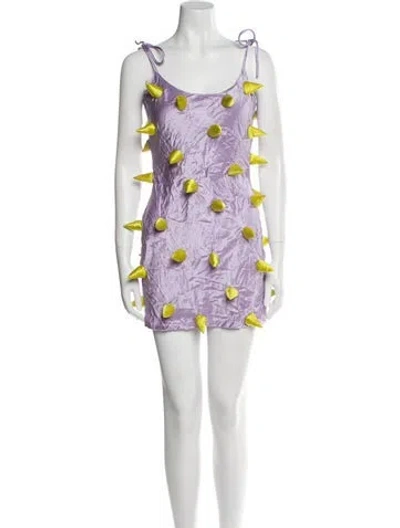 Pre-owned Lirika Matoshi Printed Mini Dress In Purple