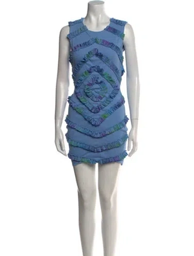 Pre-owned Lirika Matoshi Printed Mini Dress W/ Tags In Blue