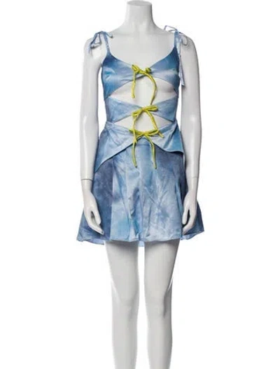 Pre-owned Lirika Matoshi Printed Mini Dress W/ Tags In Blue