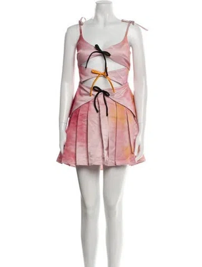 Pre-owned Lirika Matoshi Printed Mini Dress W/ Tags In Pink