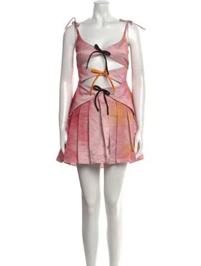 Pre-owned Lirika Matoshi Printed Mini Dress W/ Tags In Pink