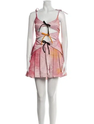 Pre-owned Lirika Matoshi Printed Mini Dress W/ Tags In Pink
