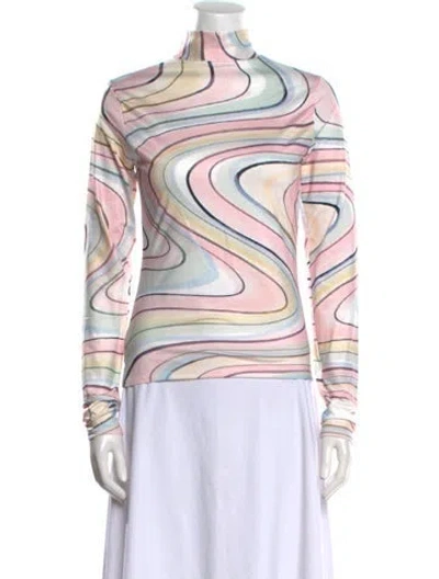 Pre-owned Lirika Matoshi Printed Turtleneck Sweatshirt In Pink